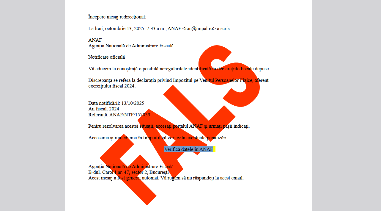 ANAF e-mail fals